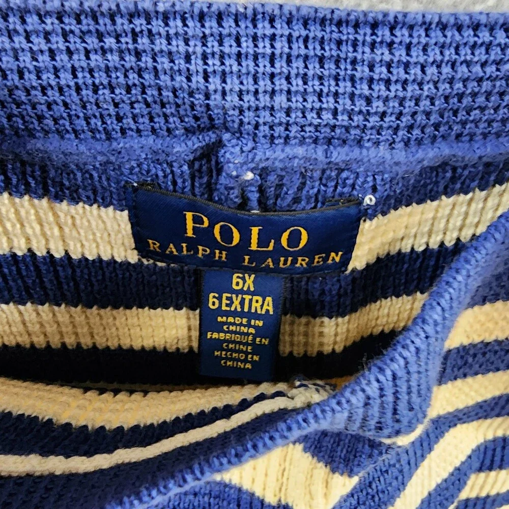 Polo Ralph Lauren Sleeveless Striped Sweater Top&Shorts Set Girls 6X Blue/Cream